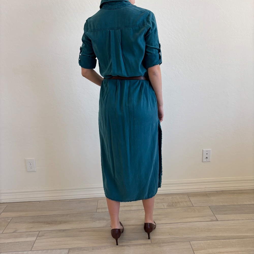 Cloth & Stone button-front maxi shirt dress in a teal blue , Size Small, western - Picture 4 of 11
